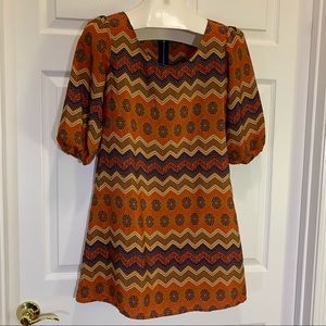 Rue 21 Brown Orange Navy Shift Dress Size M